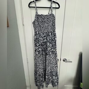 Lane Bryant Navy and White Smocked Dress